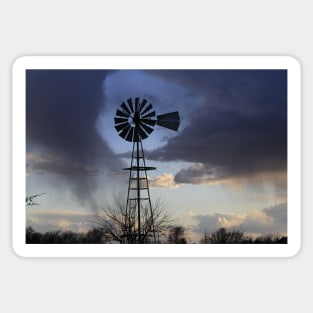 Kansas Windmill Sunset with clouds Sticker